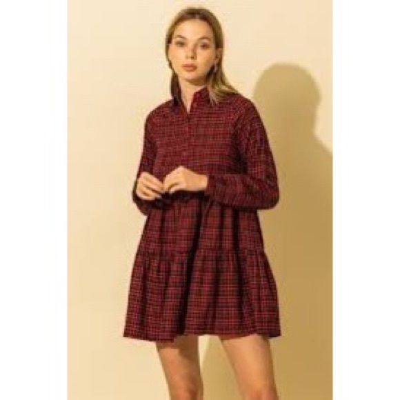 HYFVE Plaid Collared Babydoll Mini Dress NWT - Picture 10 of 10